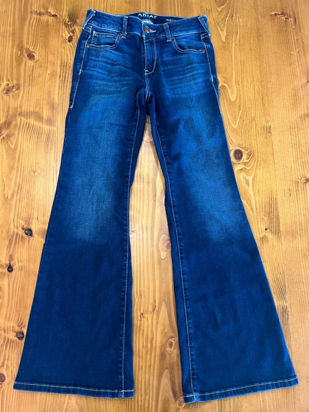 Ariat Perfect Rise Flare Jeans 27S Dark Wash Stretch Western Rodeo Cowgirl